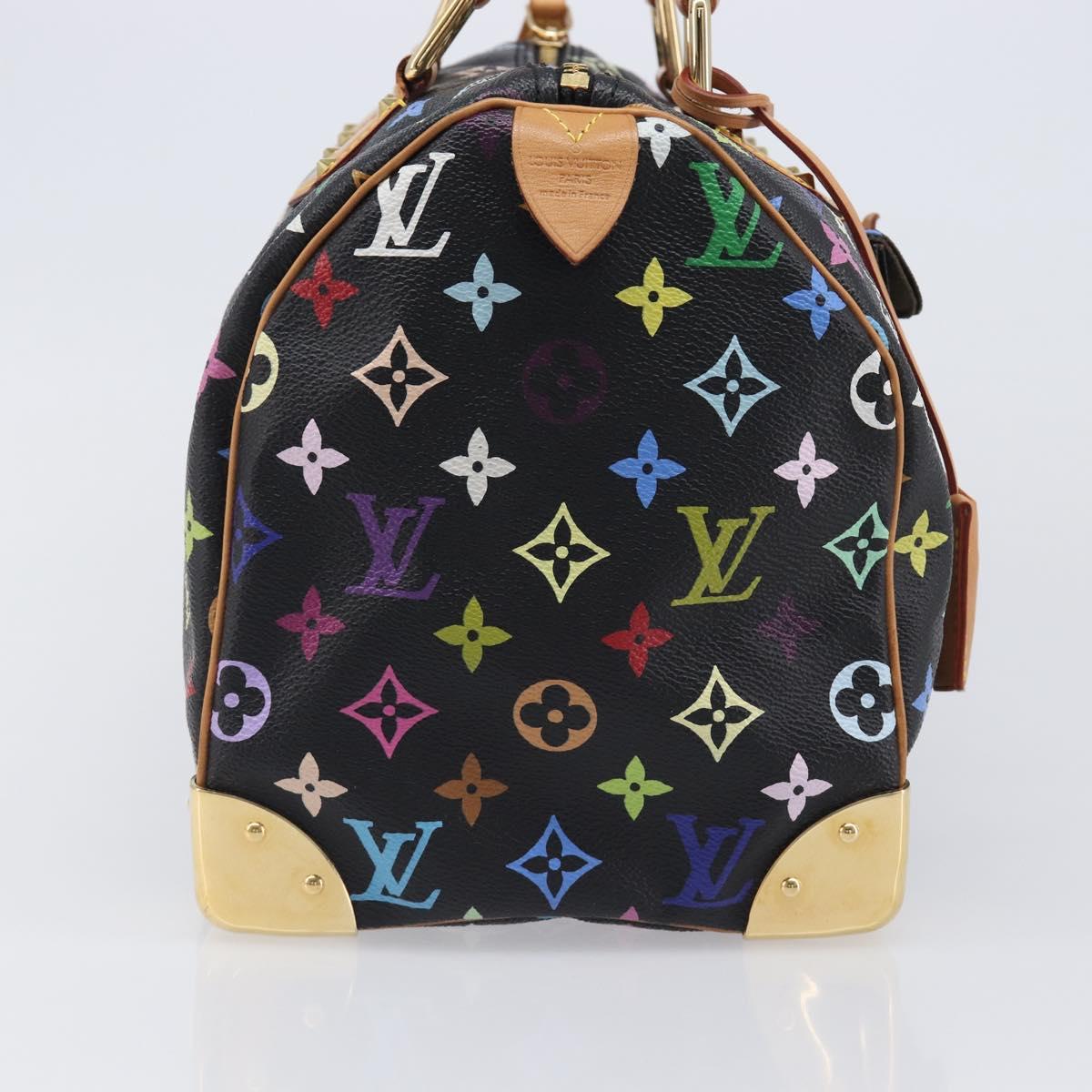 LOUIS VUITTON Monogram Multicolor Speedy 30 Hand Bag Black M92642 Auth BA15811V