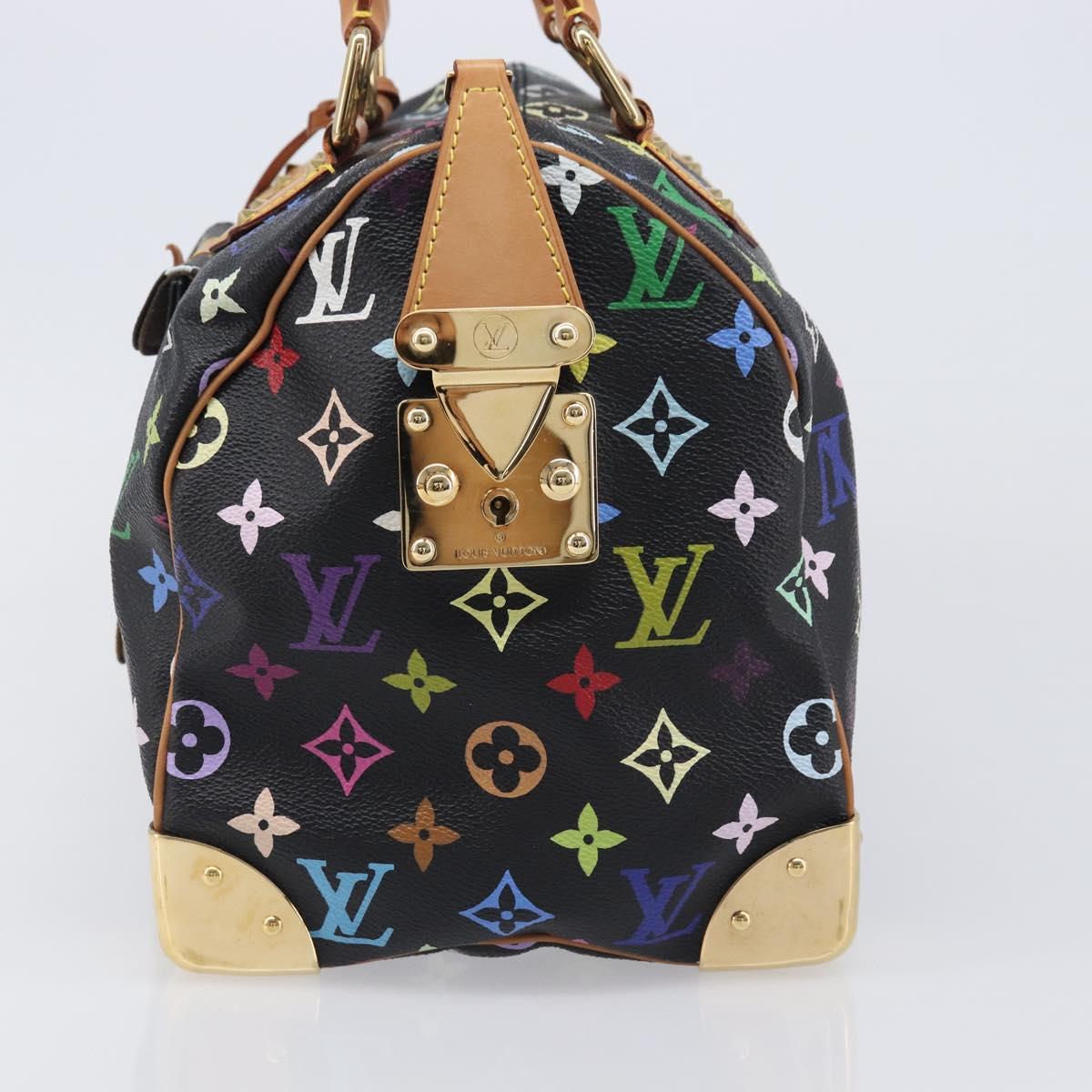LOUIS VUITTON Monogram Multicolor Speedy 30 Hand Bag Black M92642 Auth BA15811V