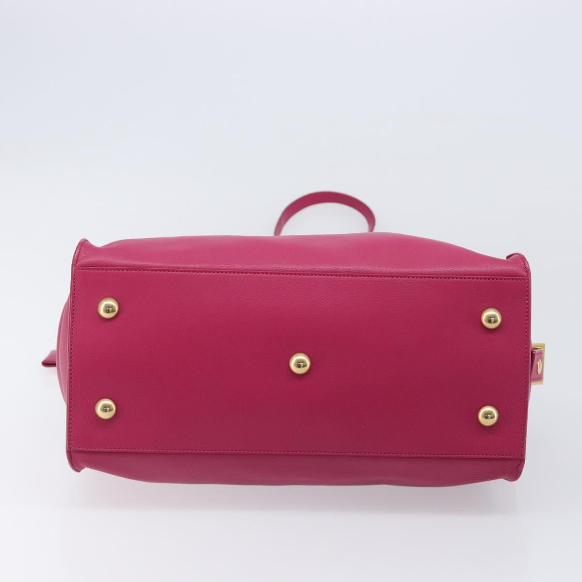 SAINT LAURENT Petit Cabas Hand Bag Leather 2way Pink Gold Auth BA15814V
