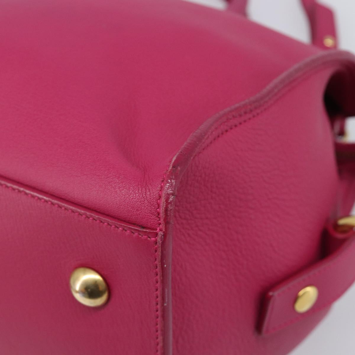 SAINT LAURENT Petit Cabas Hand Bag Leather 2way Pink Gold Auth BA15814V