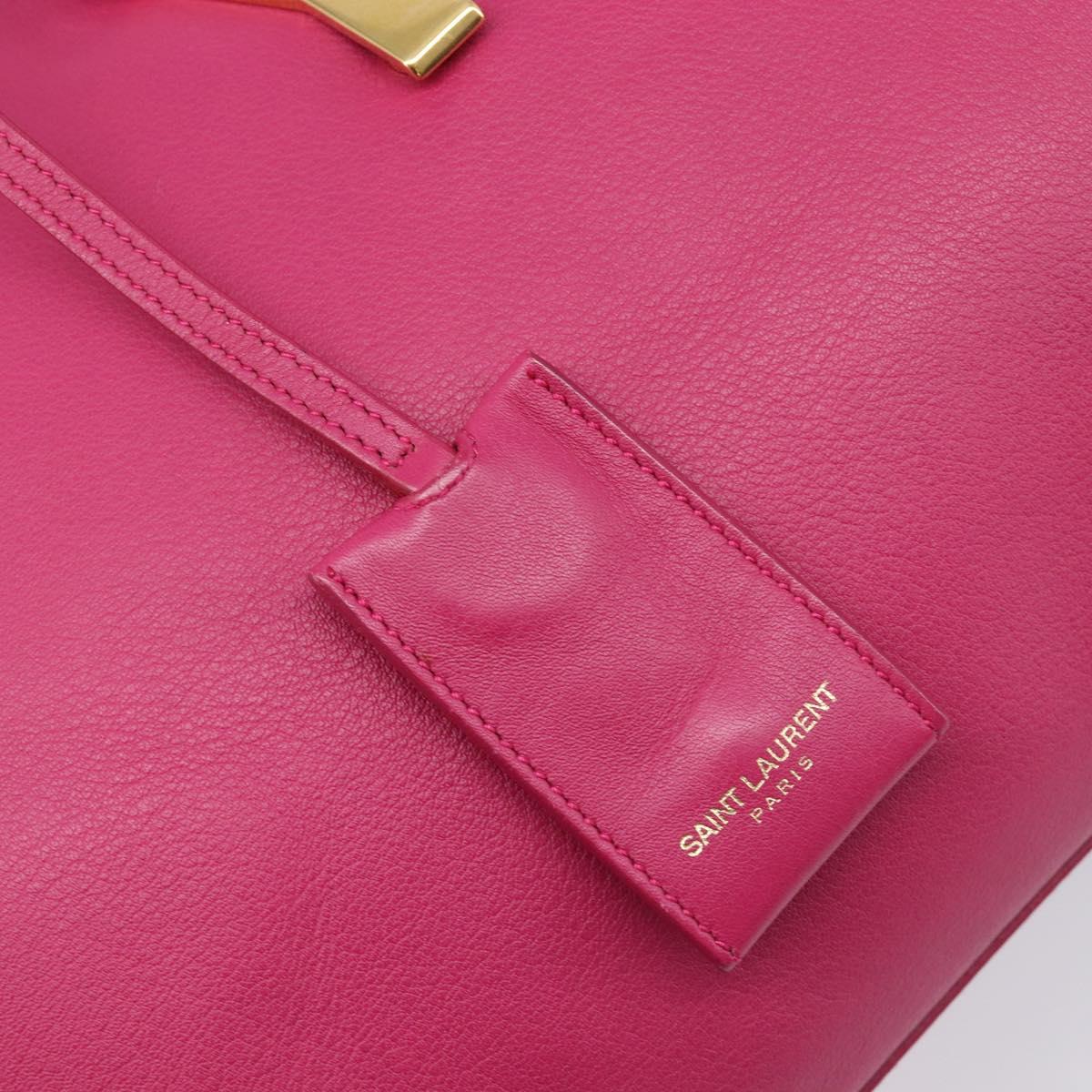 SAINT LAURENT Petit Cabas Hand Bag Leather 2way Pink Gold Auth BA15814V