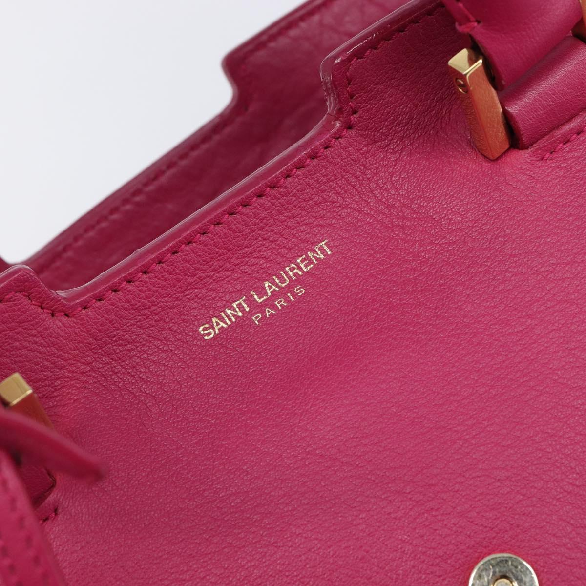 SAINT LAURENT Petit Cabas Hand Bag Leather 2way Pink Gold Auth BA15814V