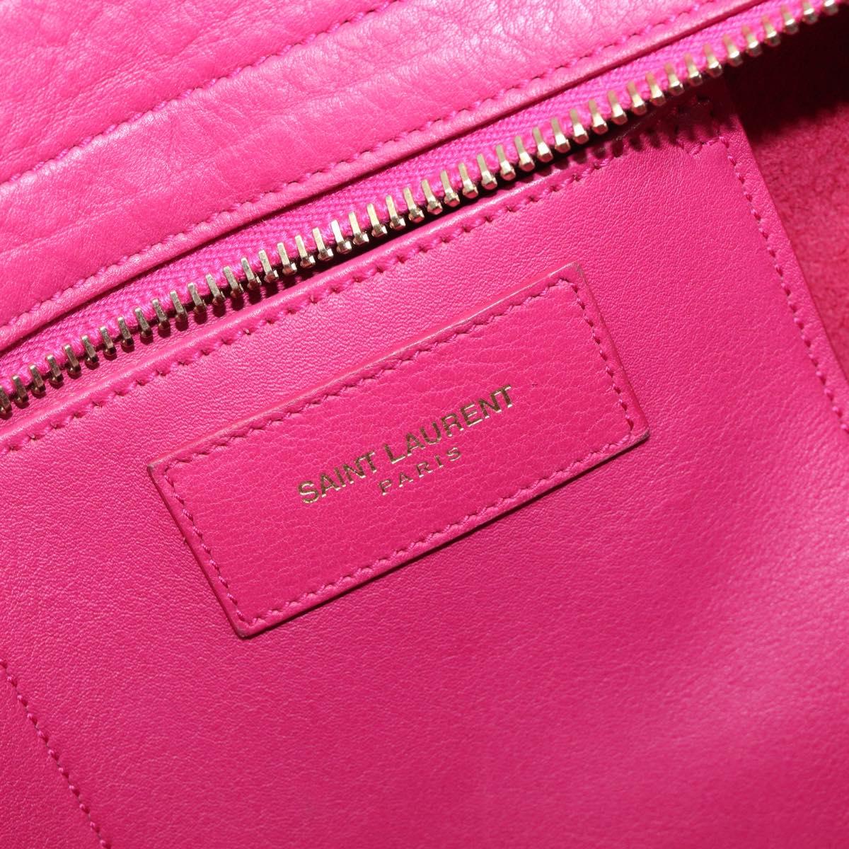 SAINT LAURENT Petit Cabas Hand Bag Leather 2way Pink Gold Auth BA15814V