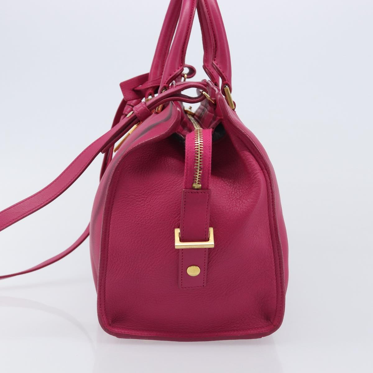 SAINT LAURENT Petit Cabas Hand Bag Leather 2way Pink Gold Auth BA15814V