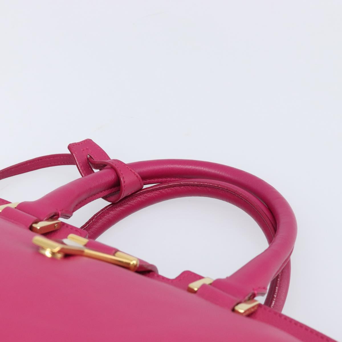 SAINT LAURENT Petit Cabas Hand Bag Leather 2way Pink Gold Auth BA15814V