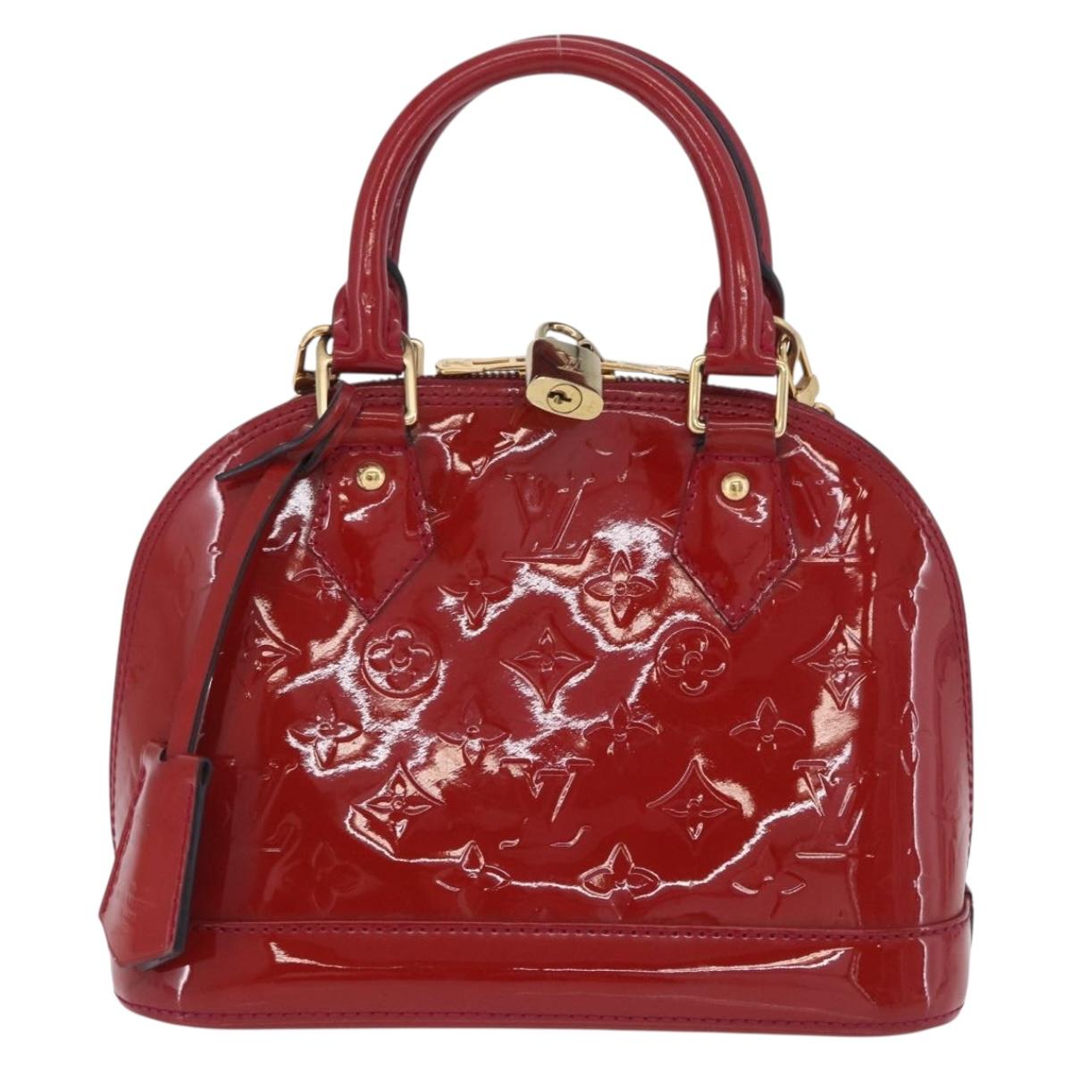 LOUIS VUITTON Monogram Vernis Alma BB Bag 2way Red Slys M90174 Auth BA15815A
