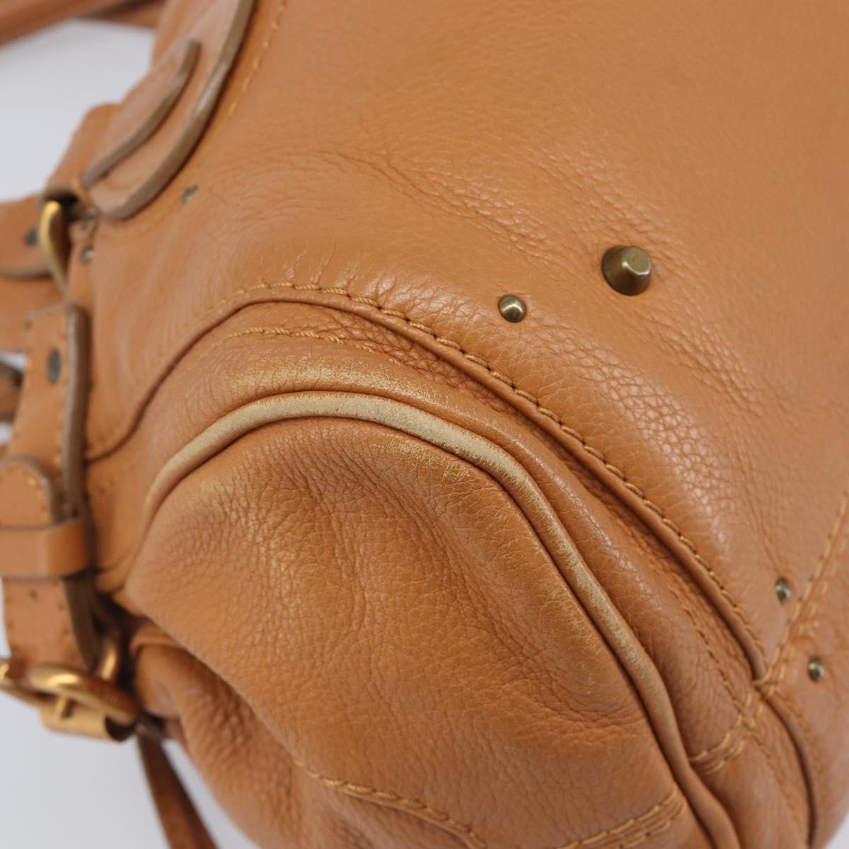 Chloe Paddington Hand Bag Leather Beige Gold Silver Auth BA15819V