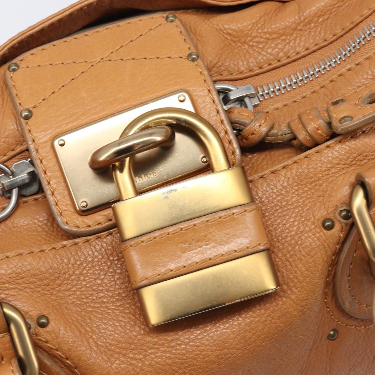 Chloe Paddington Hand Bag Leather Beige Gold Silver Auth BA15819V