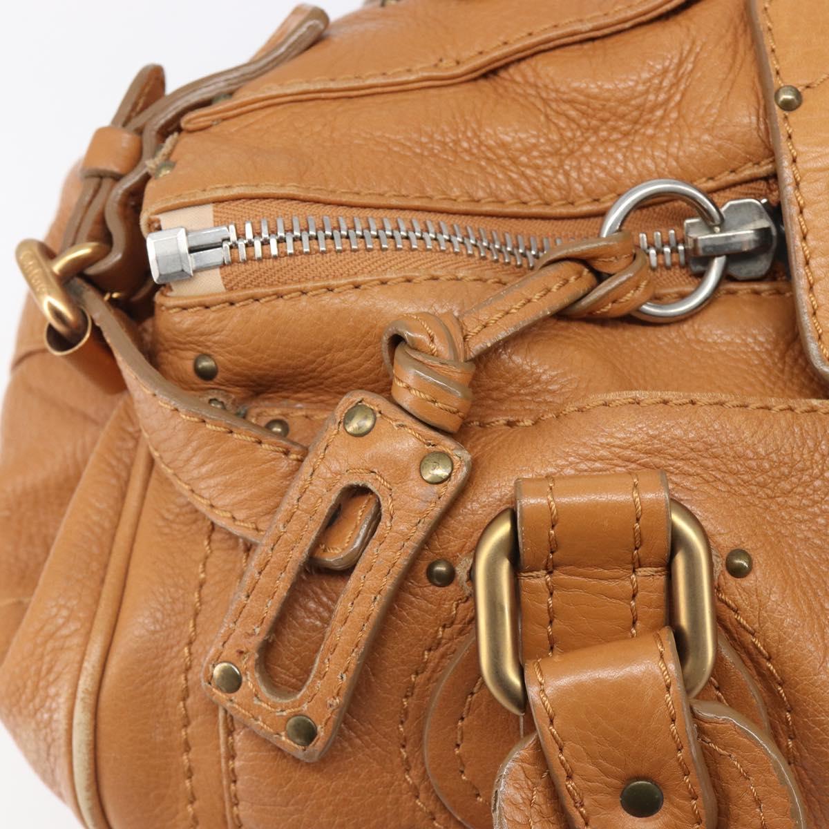 Chloe Paddington Hand Bag Leather Beige Gold Silver Auth BA15819V