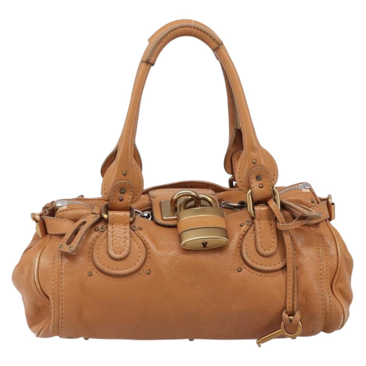 Chloe Paddington Hand Bag Leather Beige Gold Silver Auth BA15819V