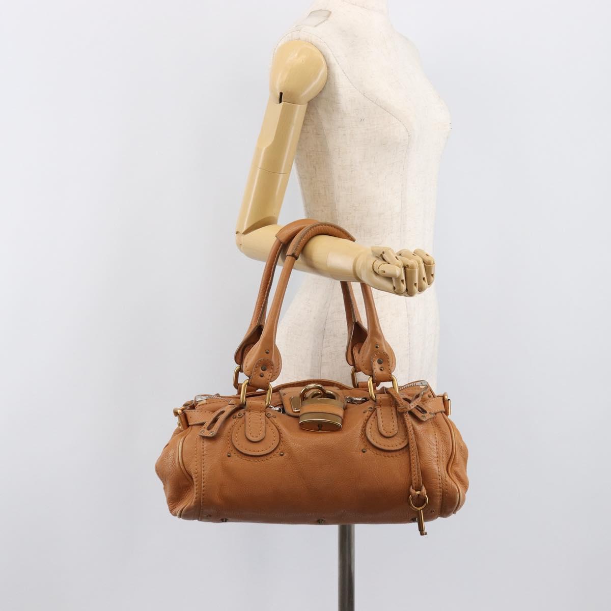 Chloe Paddington Hand Bag Leather Beige Gold Silver Auth BA15819V