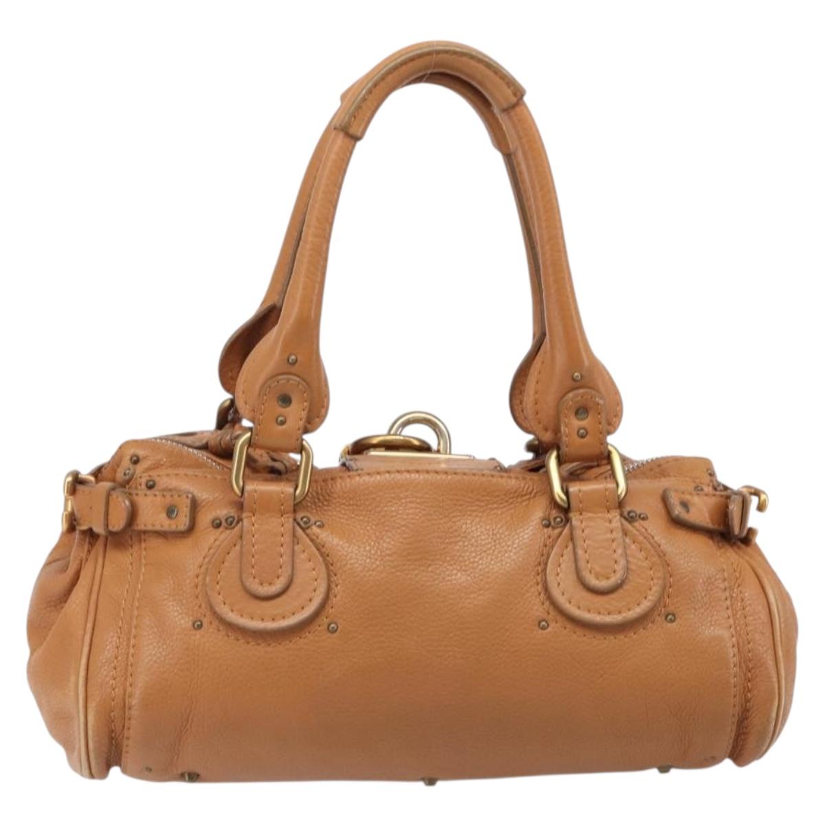 Chloe Paddington Hand Bag Leather Beige Gold Silver Auth BA15819V