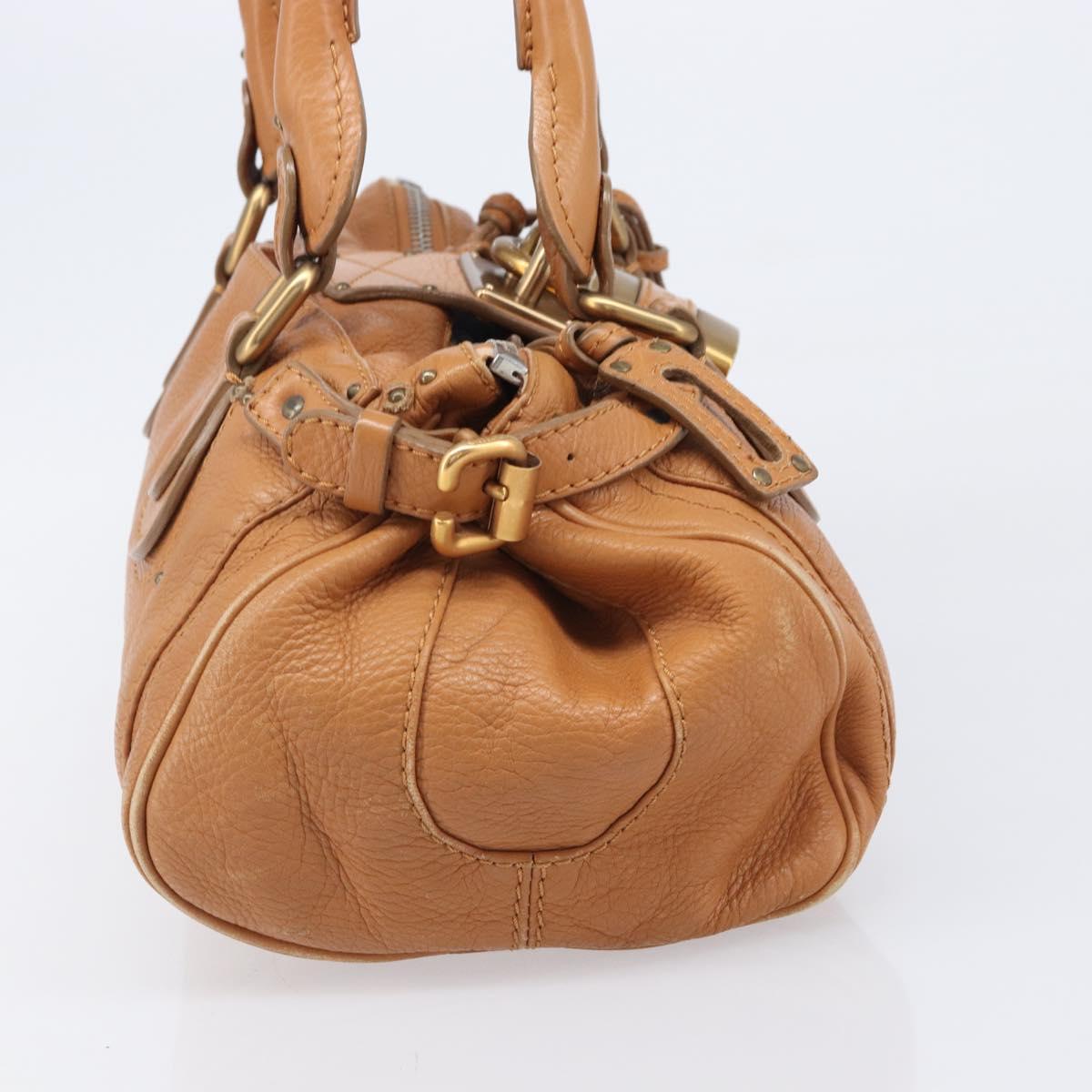 Chloe Paddington Hand Bag Leather Beige Gold Silver Auth BA15819V