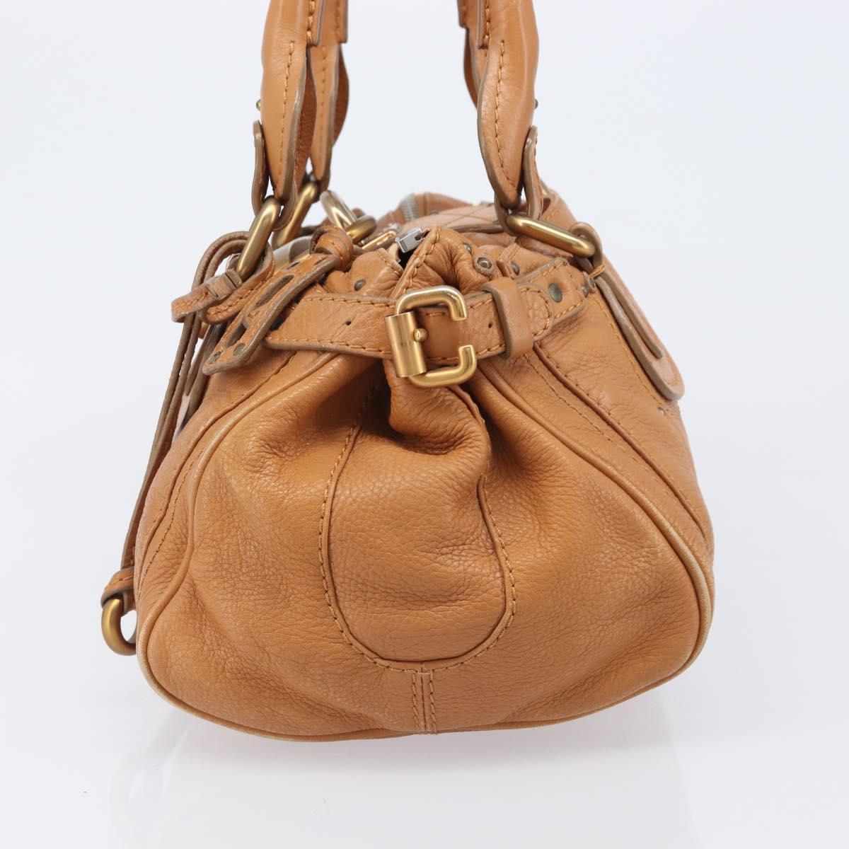 Chloe Paddington Hand Bag Leather Beige Gold Silver Auth BA15819V