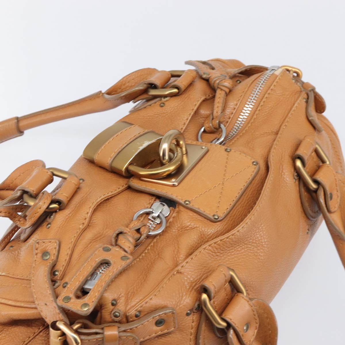 Chloe Paddington Hand Bag Leather Beige Gold Silver Auth BA15819V