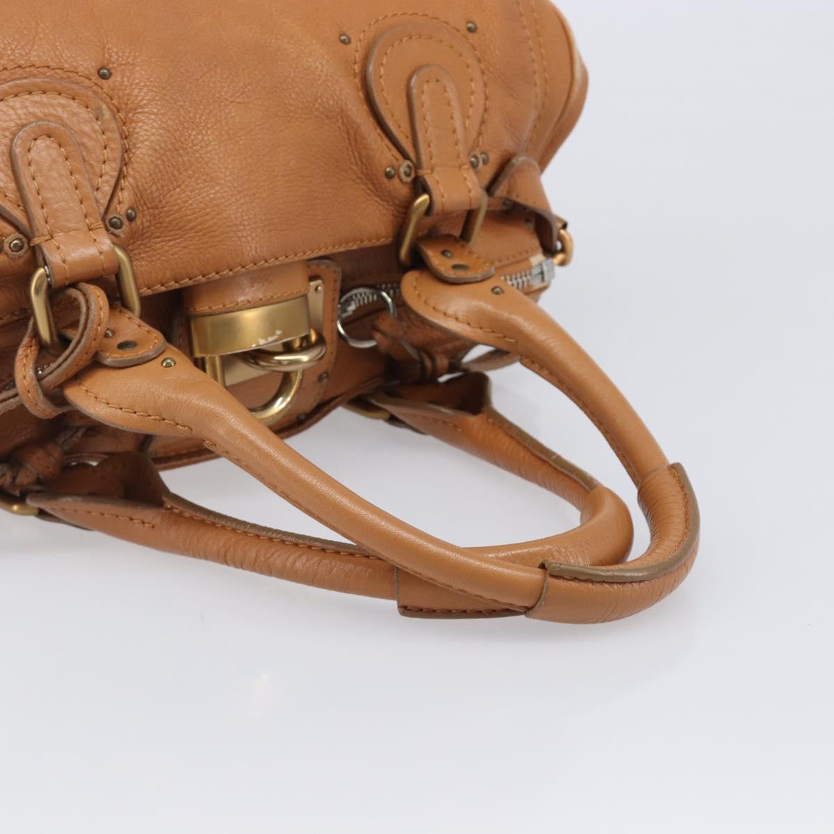 Chloe Paddington Hand Bag Leather Beige Gold Silver Auth BA15819V