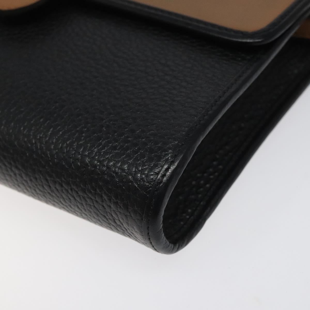 Christian Dior Shoulder Bag Leather Black Brown gold Auth BA1582