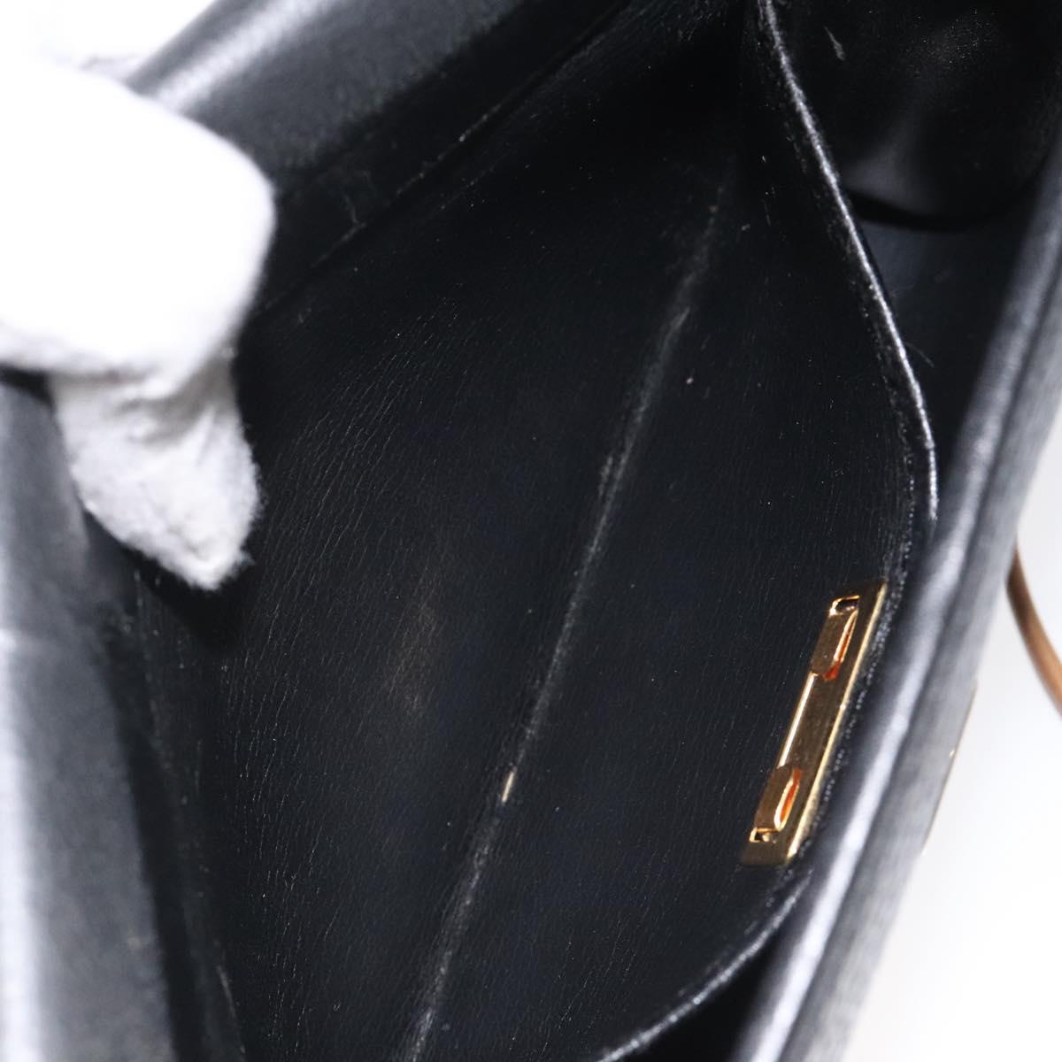 Christian Dior Shoulder Bag Leather Black Brown gold Auth BA1582