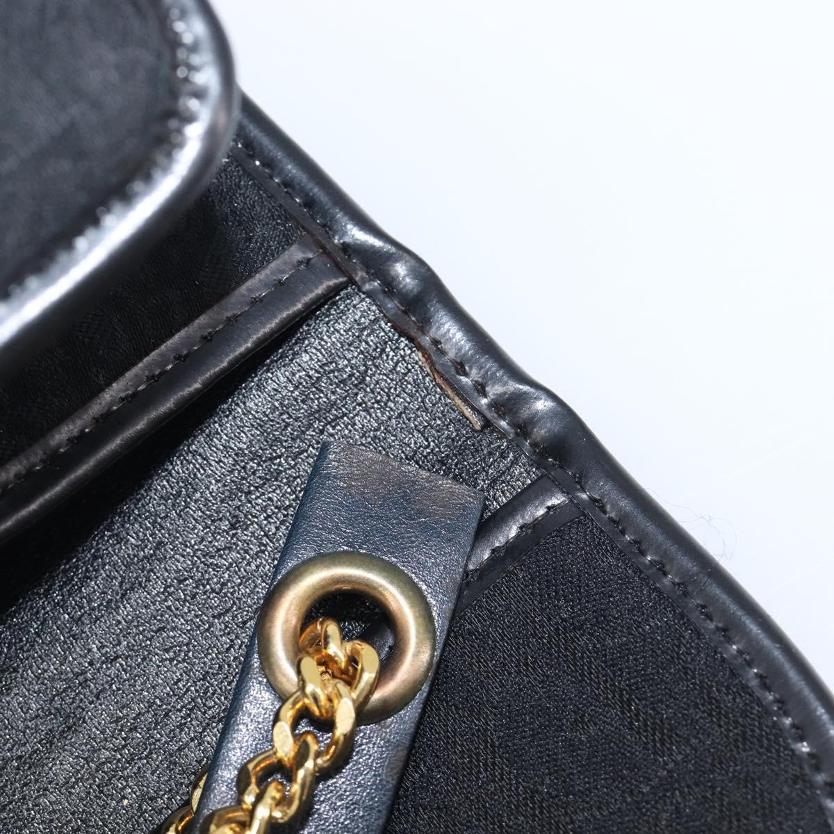 Christian Dior Trotter Canvas Chain Shoulder Bag Black Gold Auth BA15821