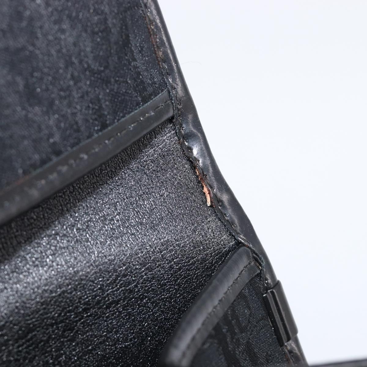 Christian Dior Trotter Canvas Chain Shoulder Bag Black Gold Auth BA15821