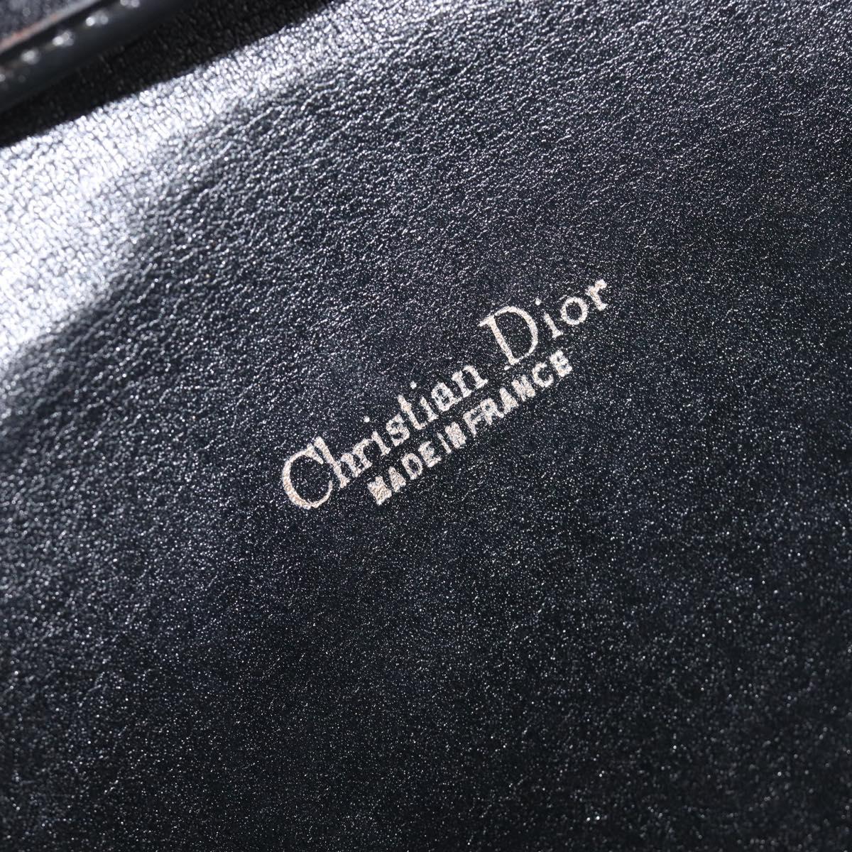 Christian Dior Trotter Canvas Chain Shoulder Bag Black Gold Auth BA15821