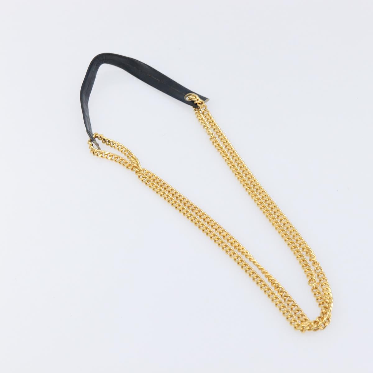 Christian Dior Trotter Canvas Chain Shoulder Bag Black Gold Auth BA15821
