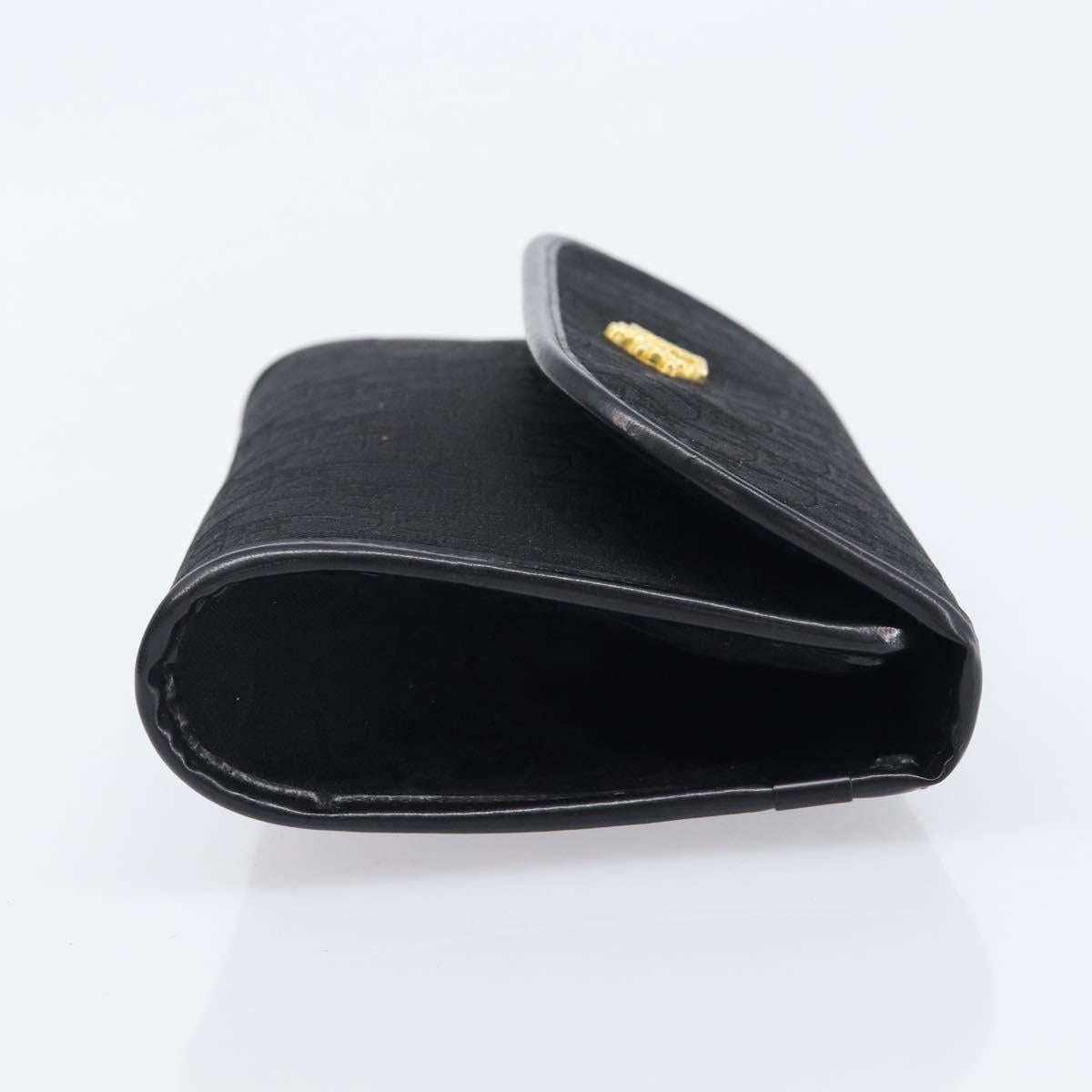 Christian Dior Trotter Canvas Chain Shoulder Bag Black Gold Auth BA15821