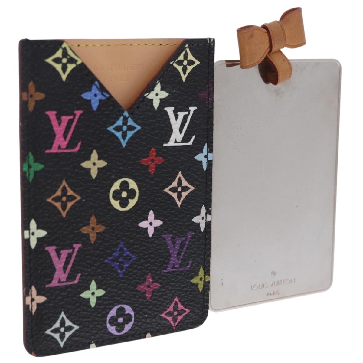 LOUIS VUITTON Monogram Multicolor Etui Hand Mirror Black M92651 LV Auth BA15826
