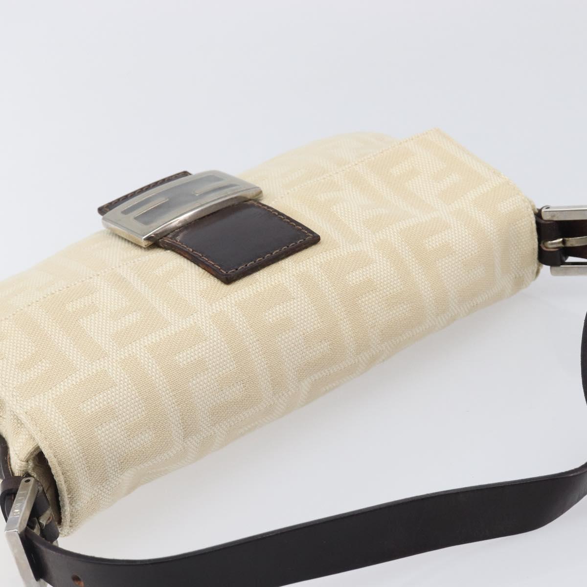 FENDI Zucca Canvas Mamma Baguette Shoulder Bag Beige Silver 26424 Auth BA15832V