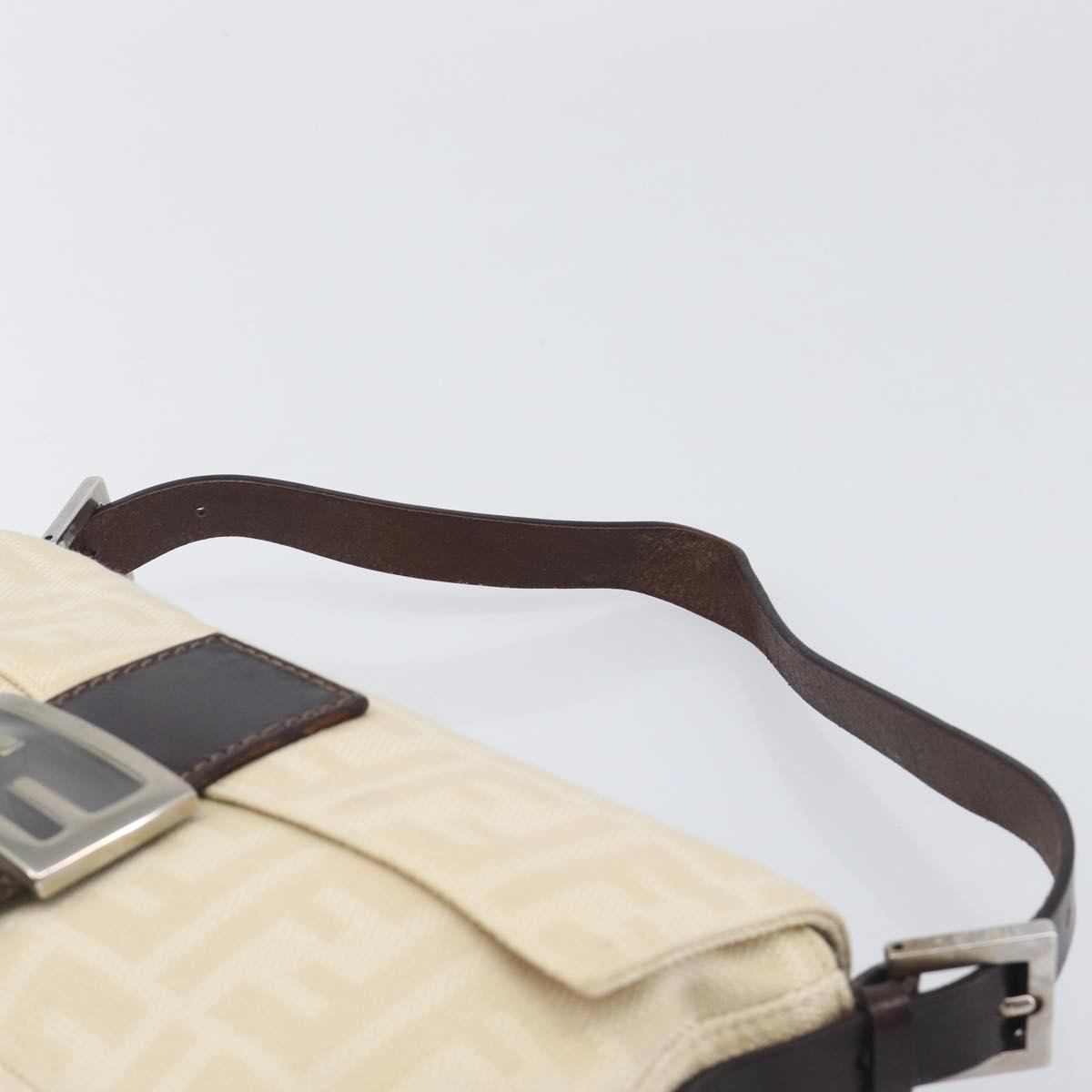 FENDI Zucca Canvas Mamma Baguette Shoulder Bag Beige Silver 26424 Auth BA15832V