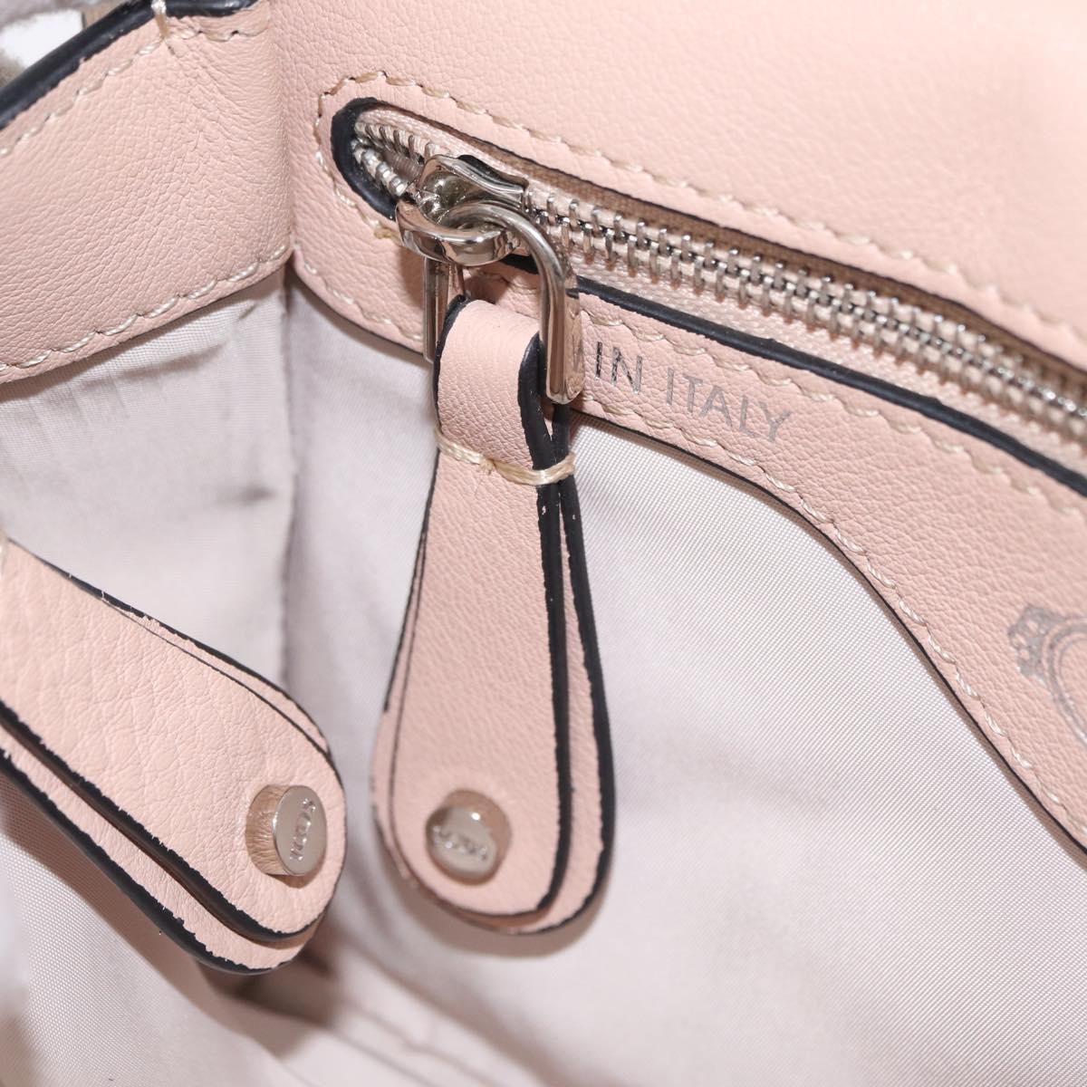 TOD'S Shoulder Bag Leather Beige Silver Auth BA15833V