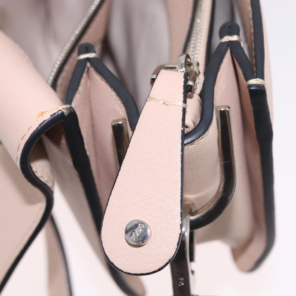 TOD'S Shoulder Bag Leather Beige Silver Auth BA15833V