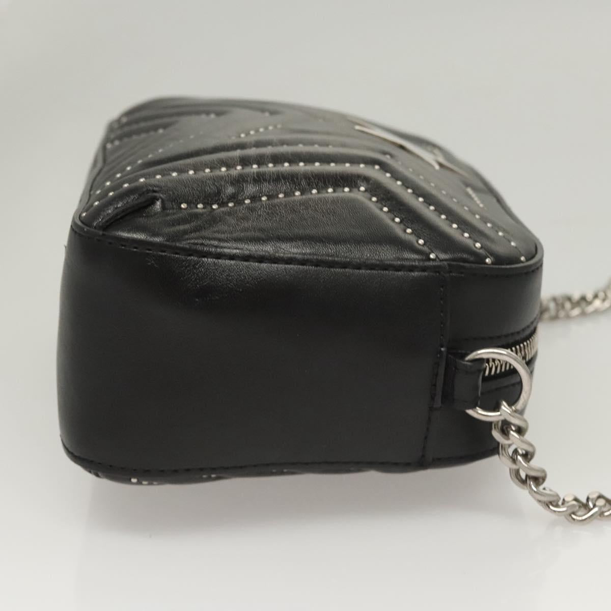 Stella MacCartney Star Chain Shoulder Bag Leather Black Silver Auth BA1584