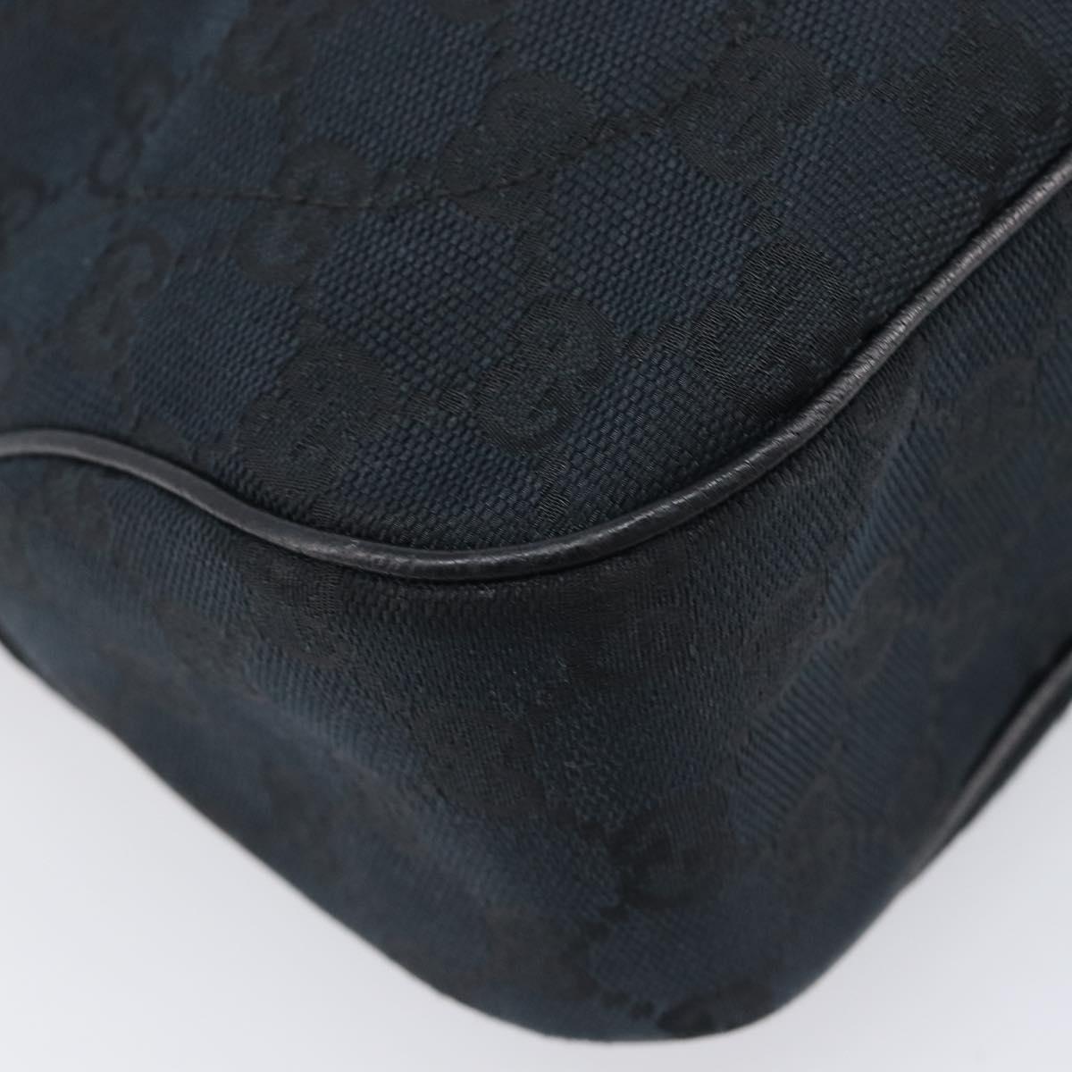 GUCCI GG Canvas Jackie Hand Bag Black Gold 145817 Auth BA15843V