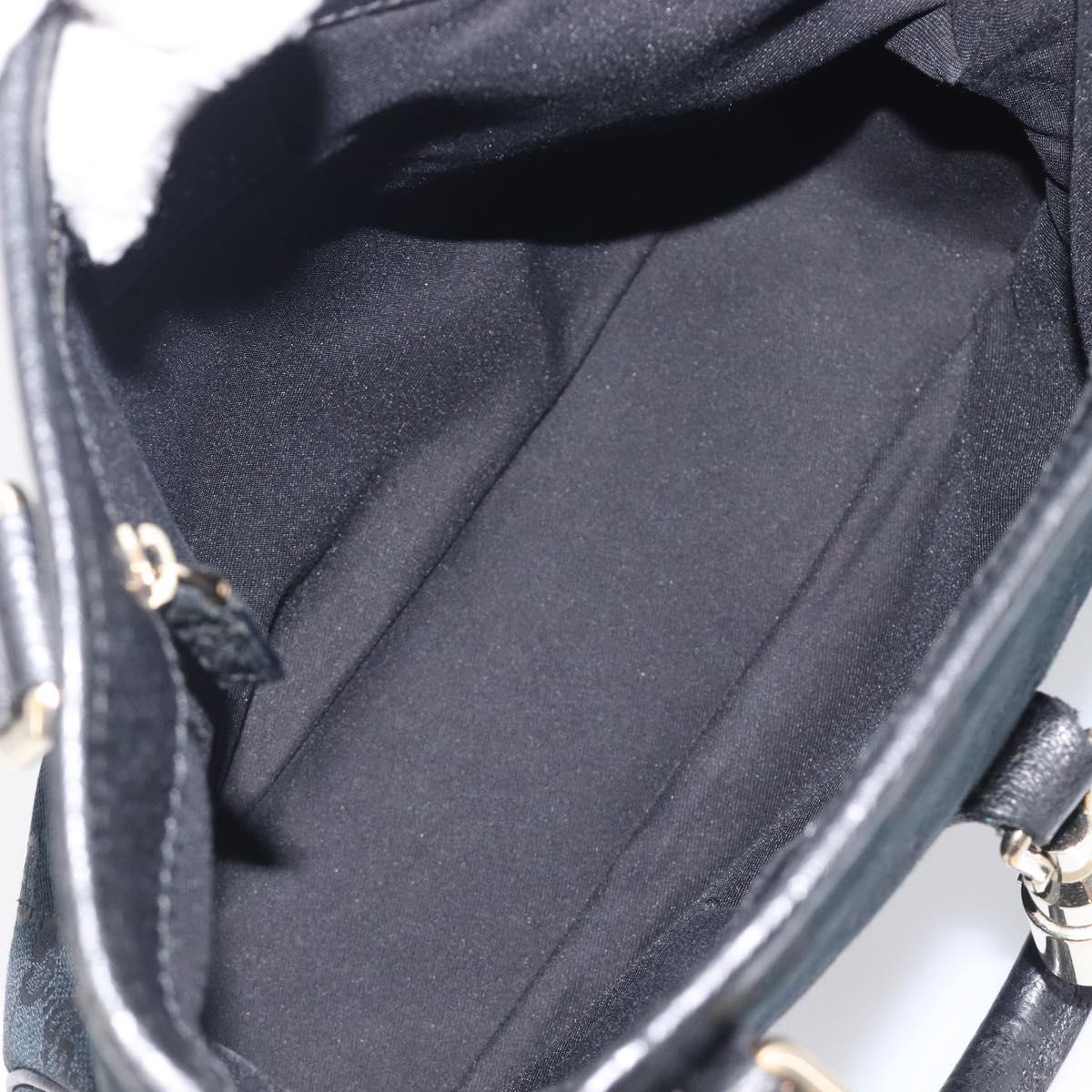 GUCCI GG Canvas Jackie Hand Bag Black Gold 145817 Auth BA15843V