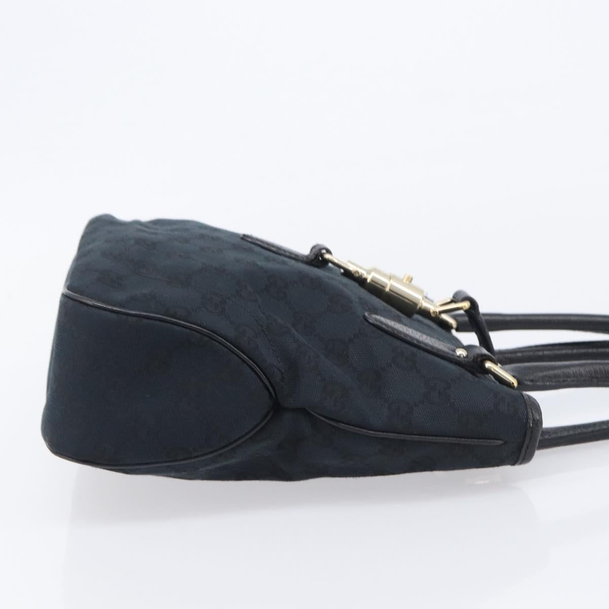GUCCI GG Canvas Jackie Hand Bag Black Gold 145817 Auth BA15843V