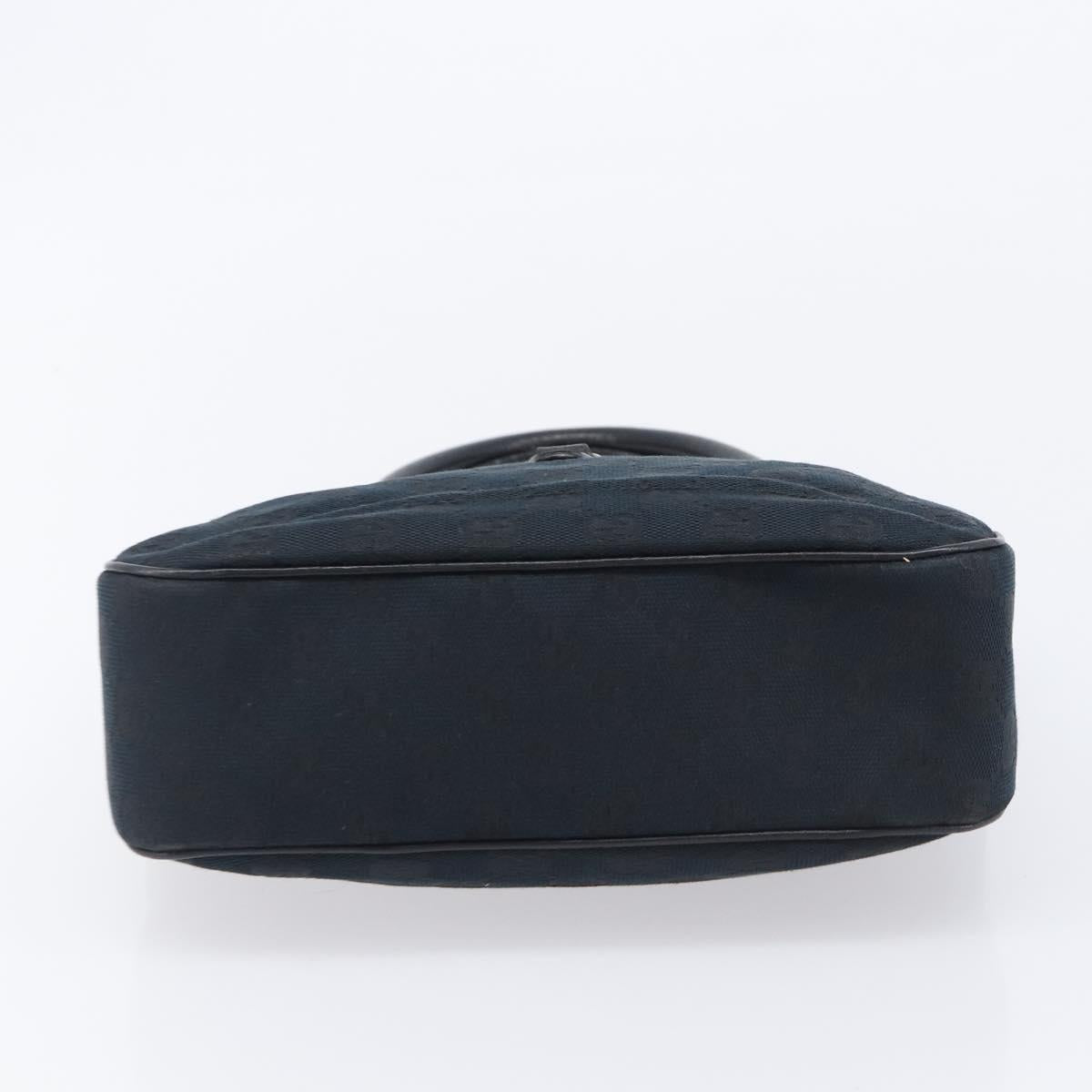 GUCCI GG Canvas Jackie Hand Bag Black Gold 145817 Auth BA15843V