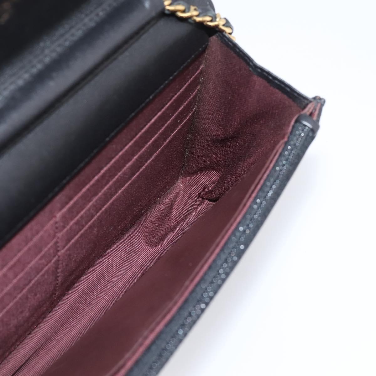 CHANEL Matelasse Chain Shoulder Wallet Lamb Skin Black Gold CC Auth BA15844SAM