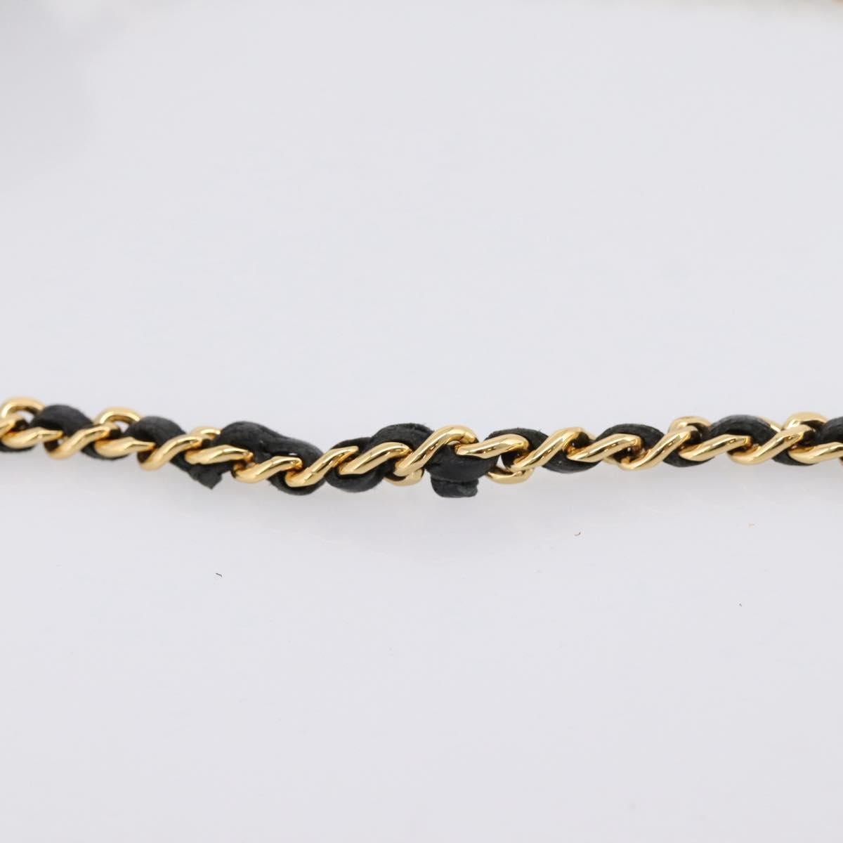 CHANEL Matelasse Chain Shoulder Wallet Lamb Skin Black Gold CC Auth BA15844SAM