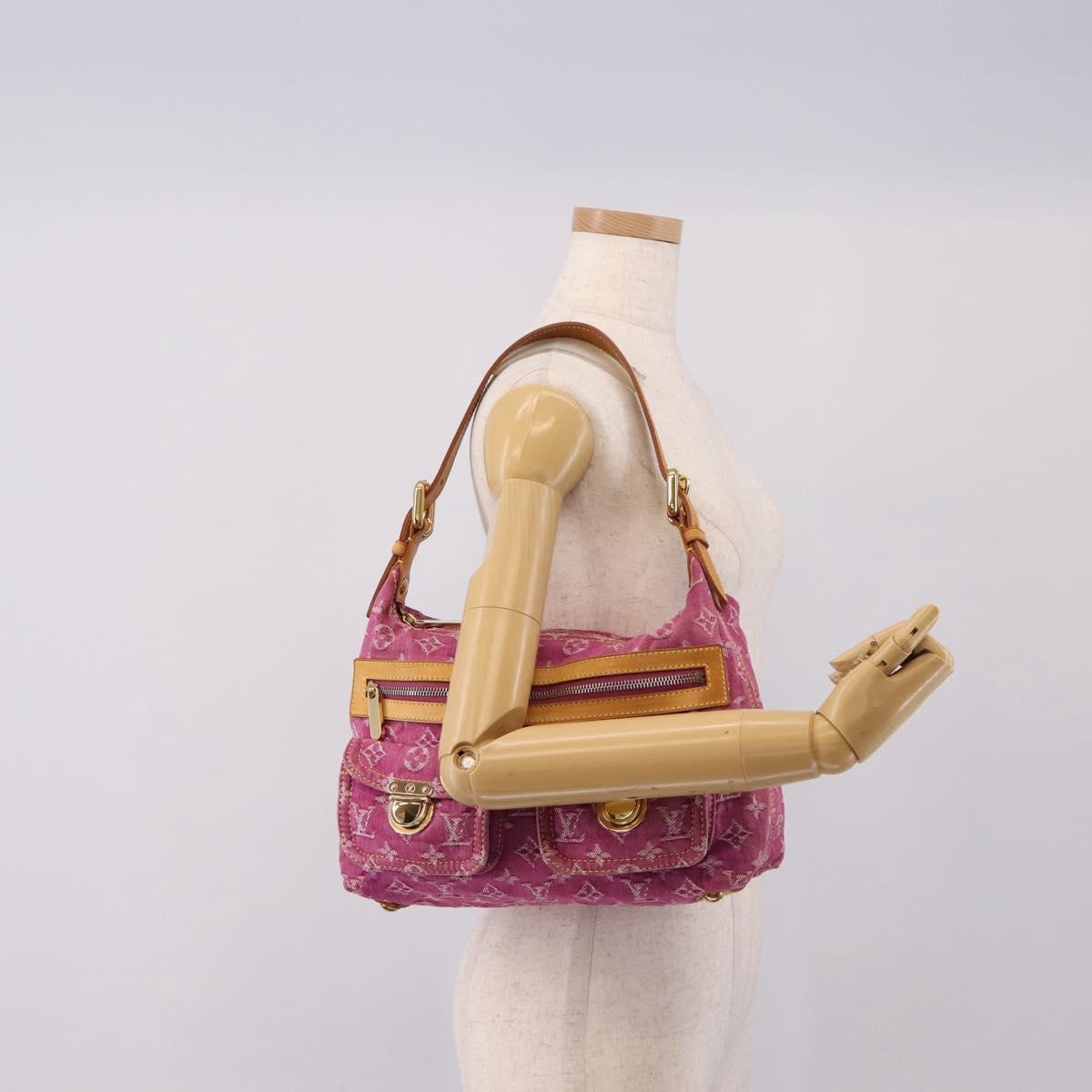 LOUIS VUITTON Monogram Denim Buggy PM Bag Fuchsia pink M95212 LV Auth BA15845SAV