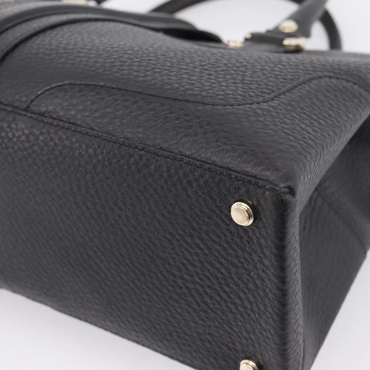 GUCCI Hand Bag Leather Black Gold 131325 Auth BA15848V