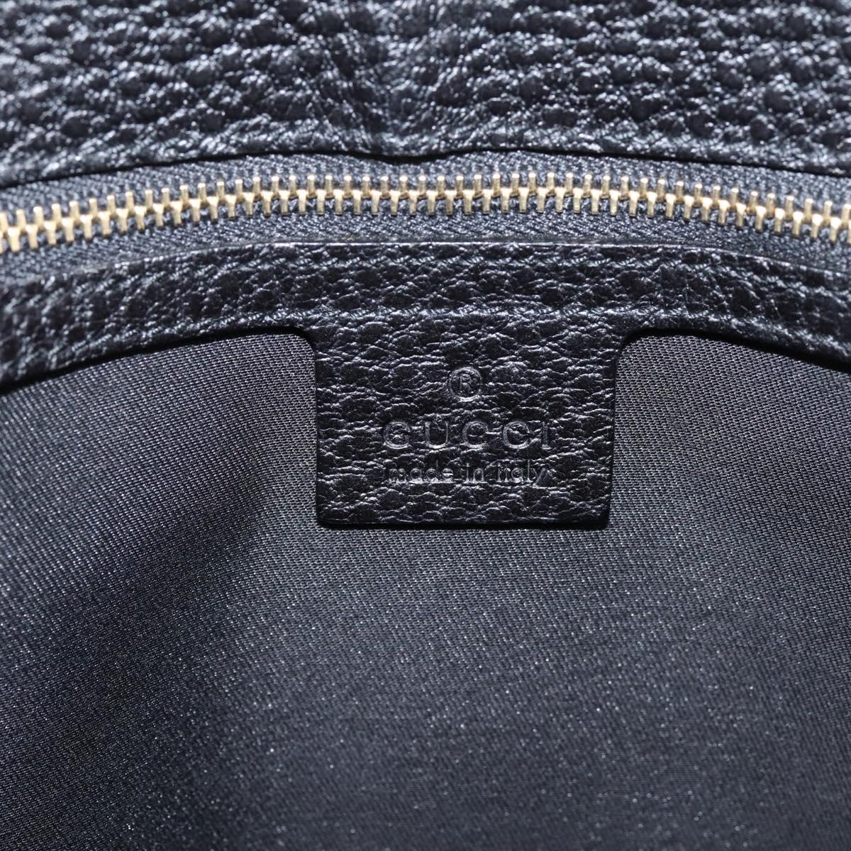 GUCCI Hand Bag Leather Black Gold 131325 Auth BA15848V