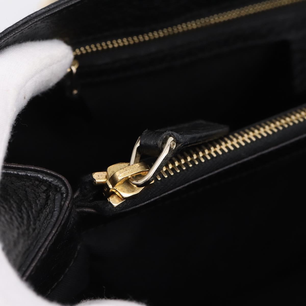 GUCCI Hand Bag Leather Black Gold 131325 Auth BA15848V