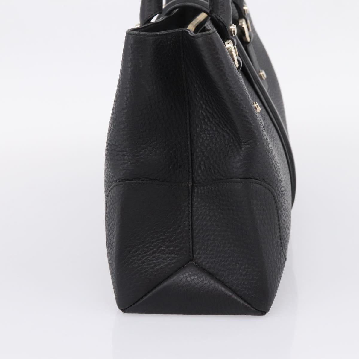 GUCCI Hand Bag Leather Black Gold 131325 Auth BA15848V