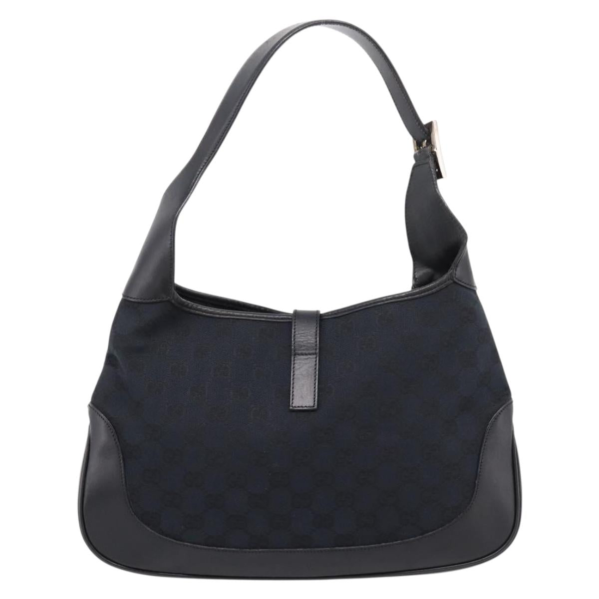GUCCI GG Canvas Shoulder Bag Black Silver 001 3306 Auth BA15854V