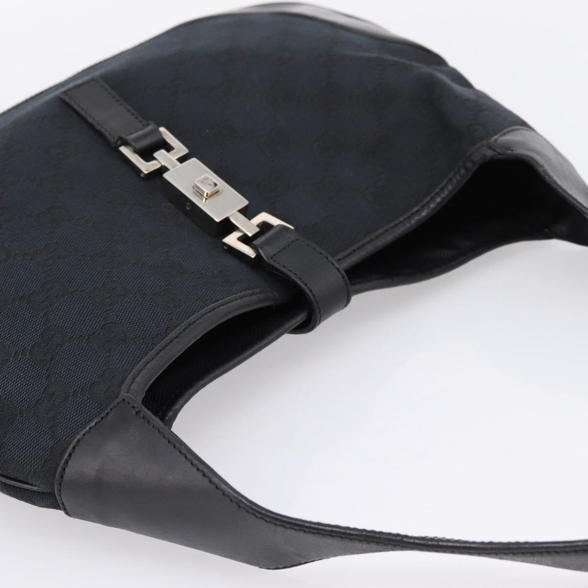 GUCCI GG Canvas Shoulder Bag Black Silver 001 3306 Auth BA15854V