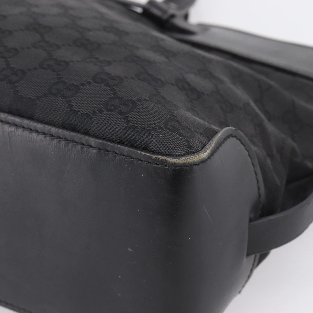 GUCCI GG Canvas Hand Bag Leather Black Silver 106251 Auth BA15859