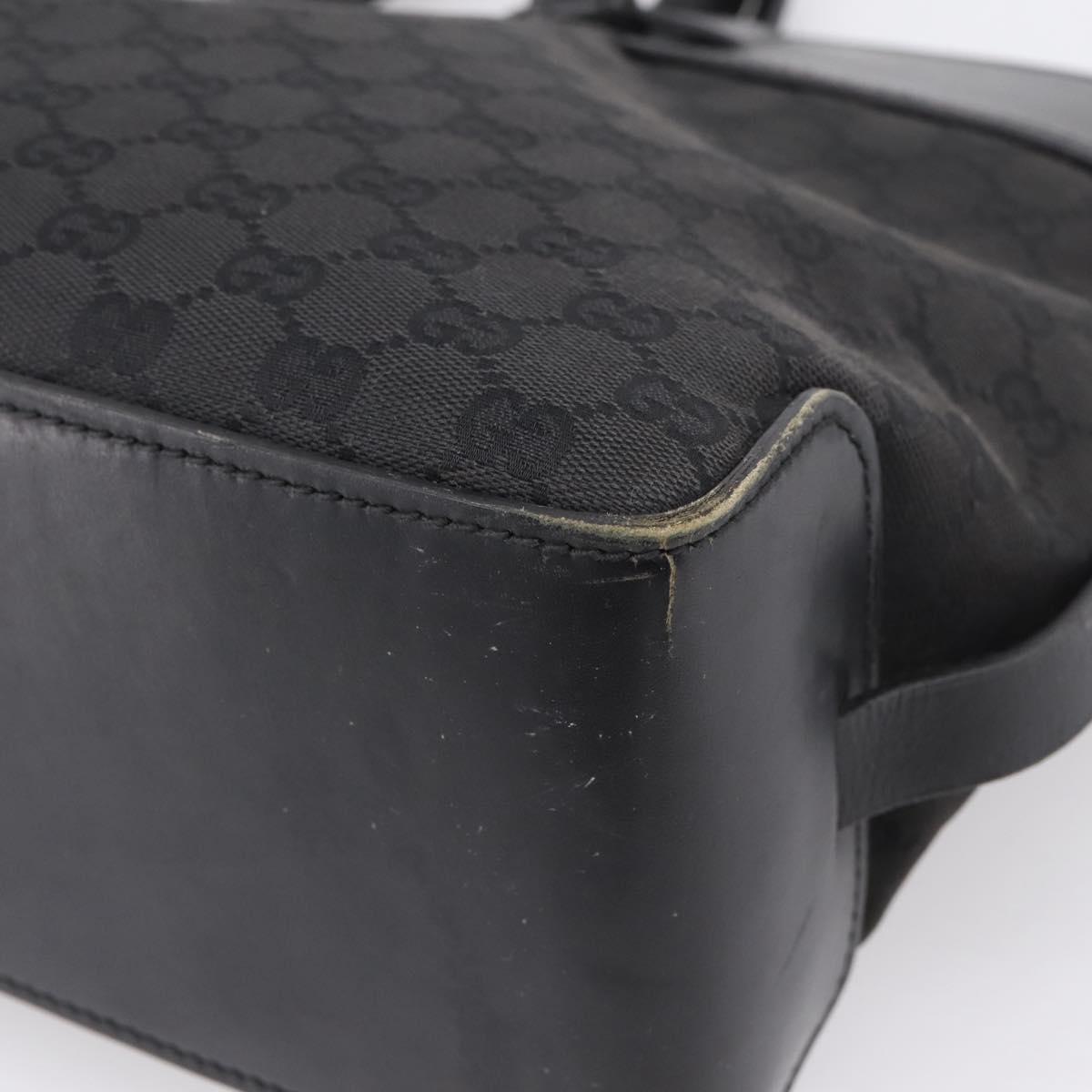 GUCCI GG Canvas Hand Bag Leather Black Silver 106251 Auth BA15859
