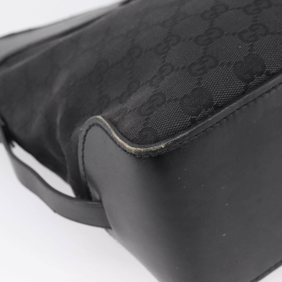GUCCI GG Canvas Hand Bag Leather Black Silver 106251 Auth BA15859