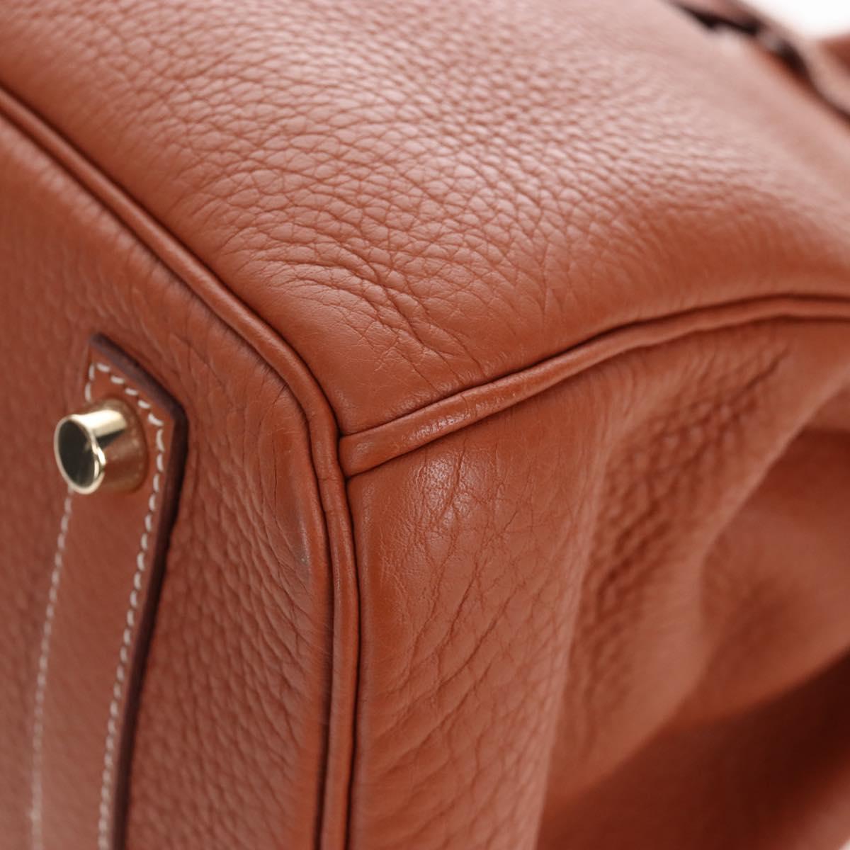 HERMES Birkin 35 Hand Bag Taurillon Leather Brown Gold Auth BA15860SM